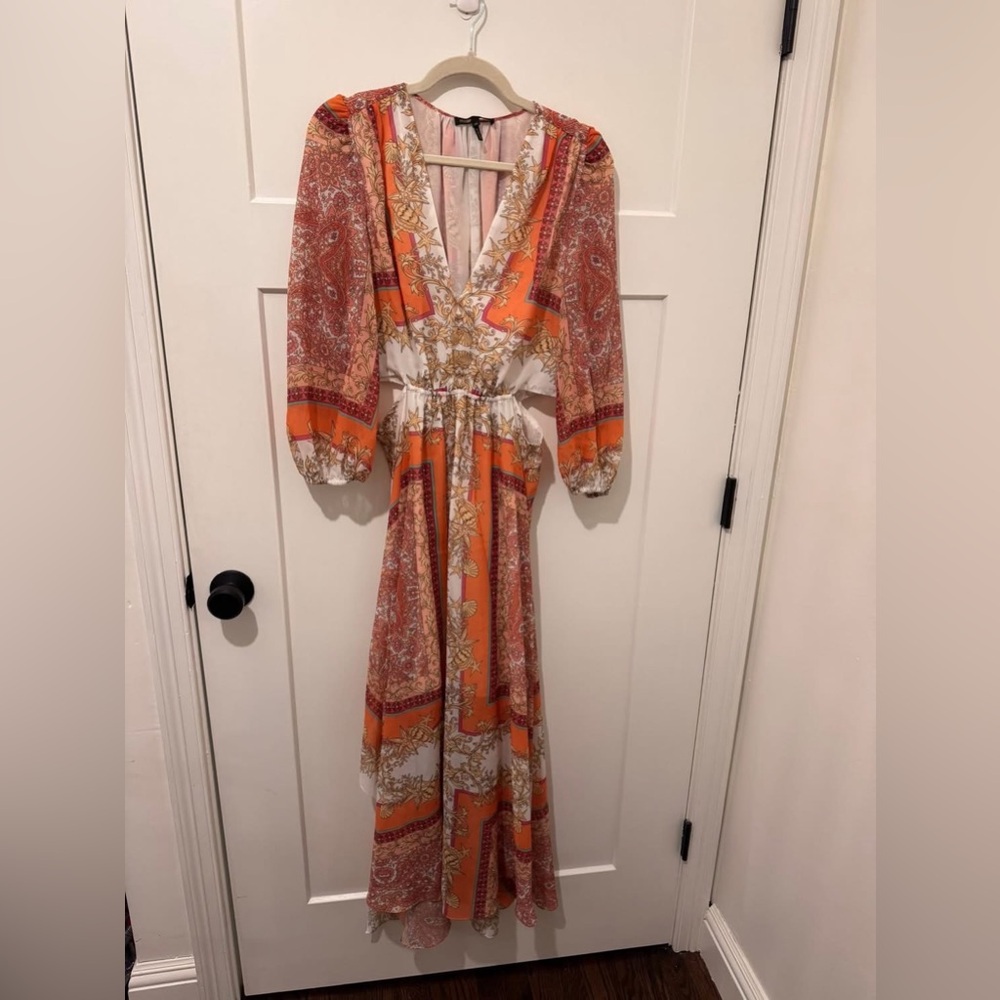 Maje Roquillage Scarf Print Maxi Dress